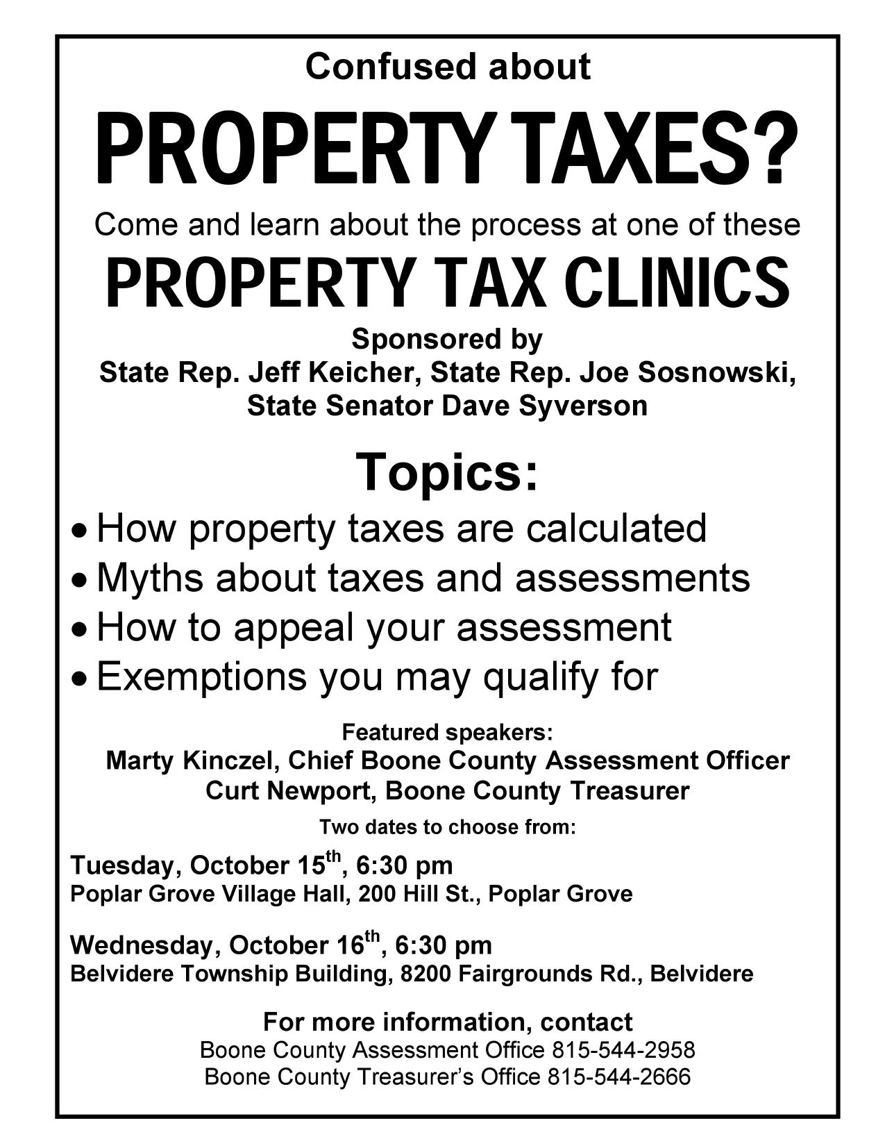 Boone County Property Tax Clinics offered Joe Sosnowski