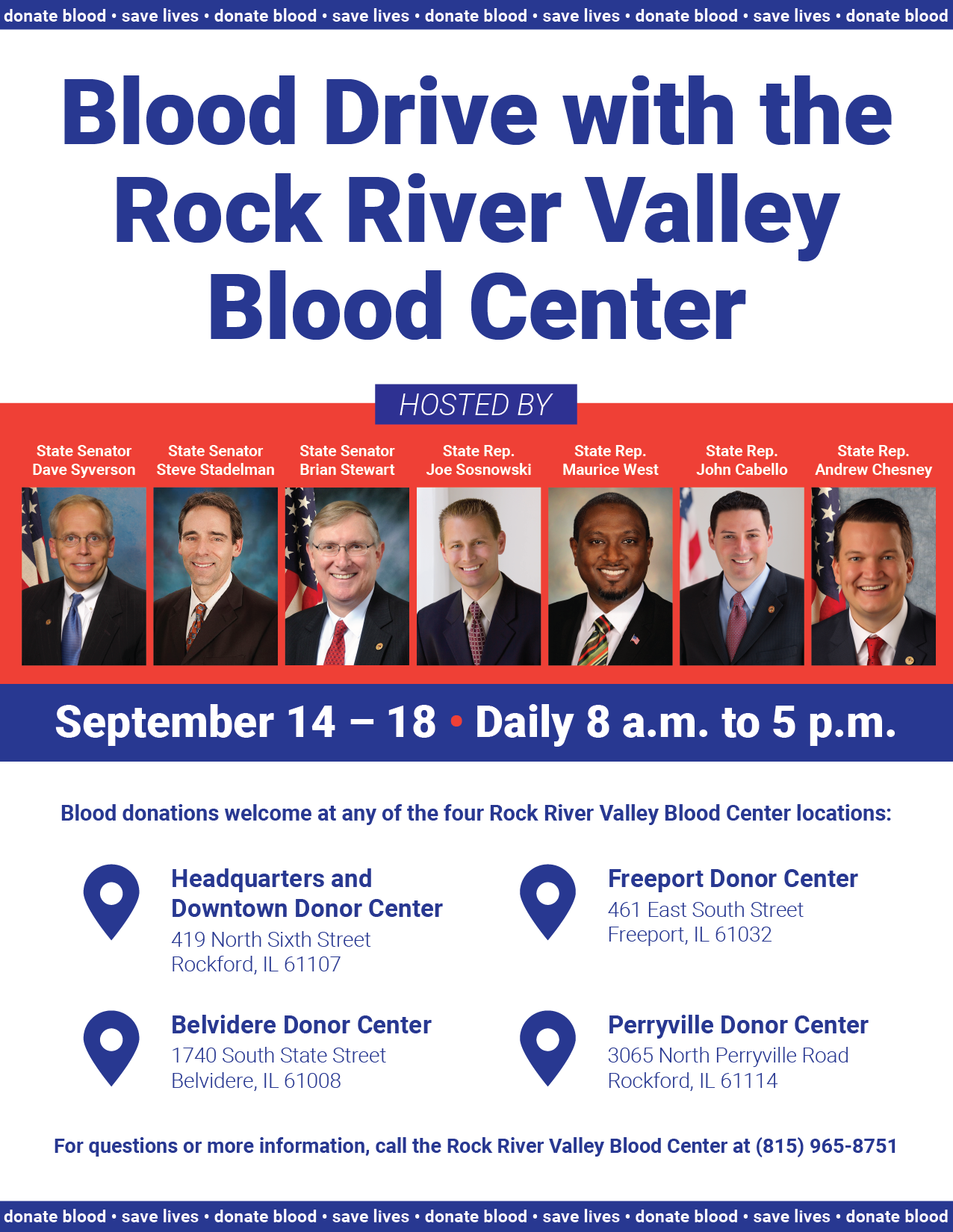 Blood Drive week of September 14 with Rock River Valley Blood Center